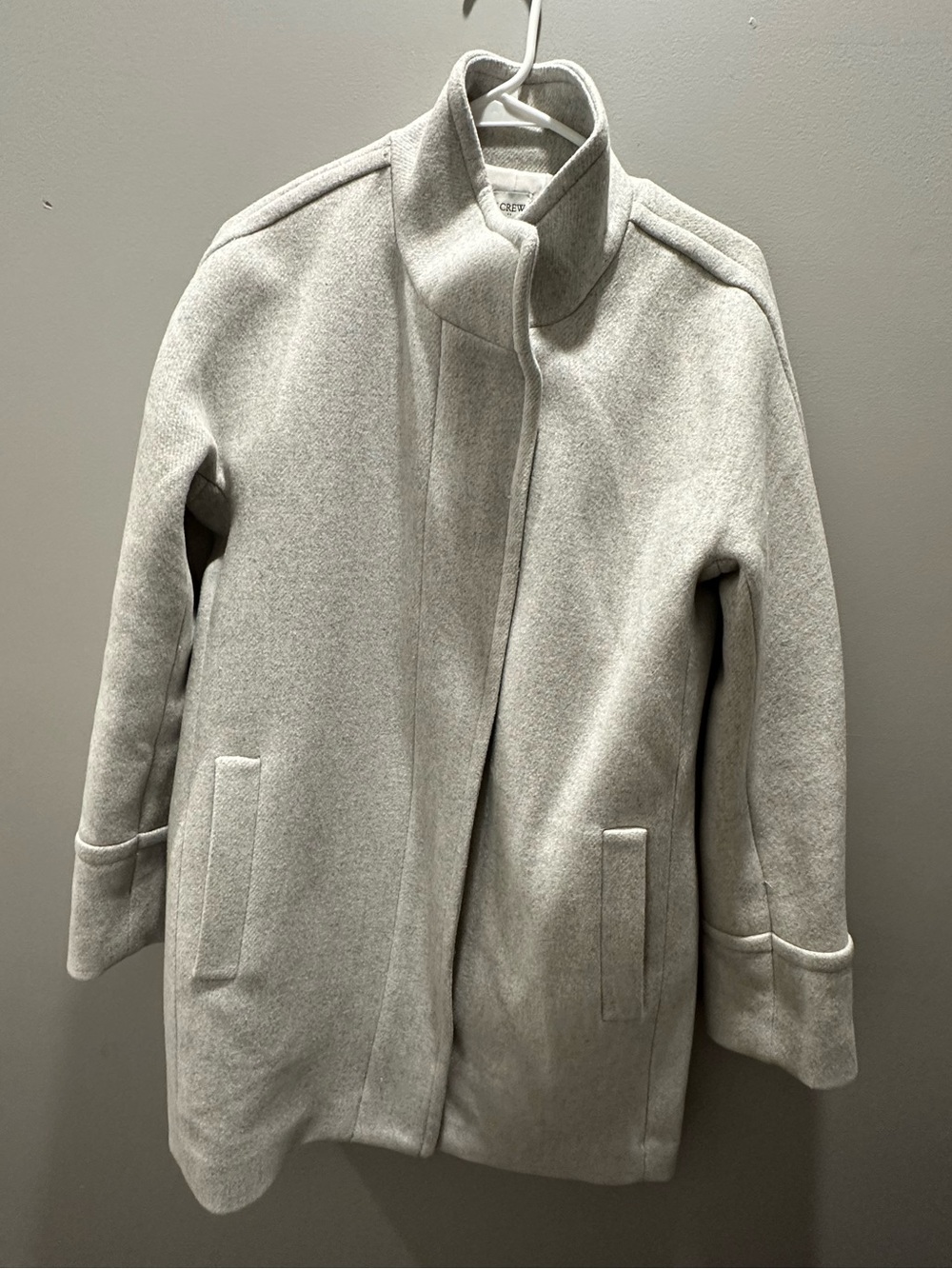 J. Crew Light Gray Wool Zip-Front Funnel Coat